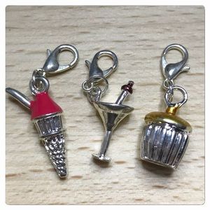 Ice Cream, Champagne, Cupcake Clip On Charm Bundle Sets